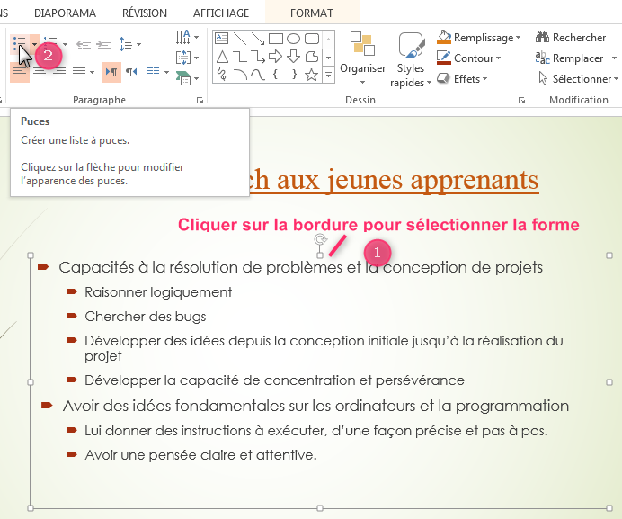 Insérer et formater texte